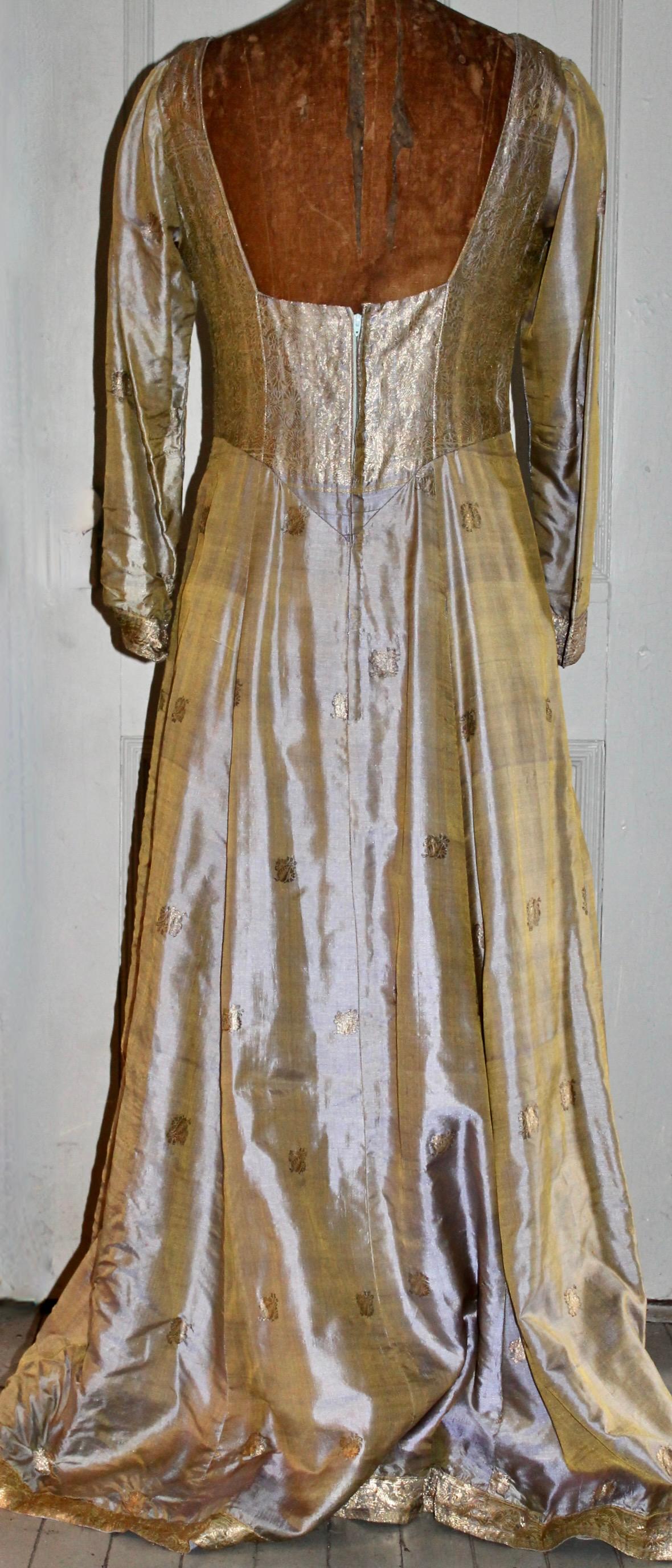 Gertrude Arzt of Huntington (Texas) Silk/Satin Metallic Gold Gown For Sale 3