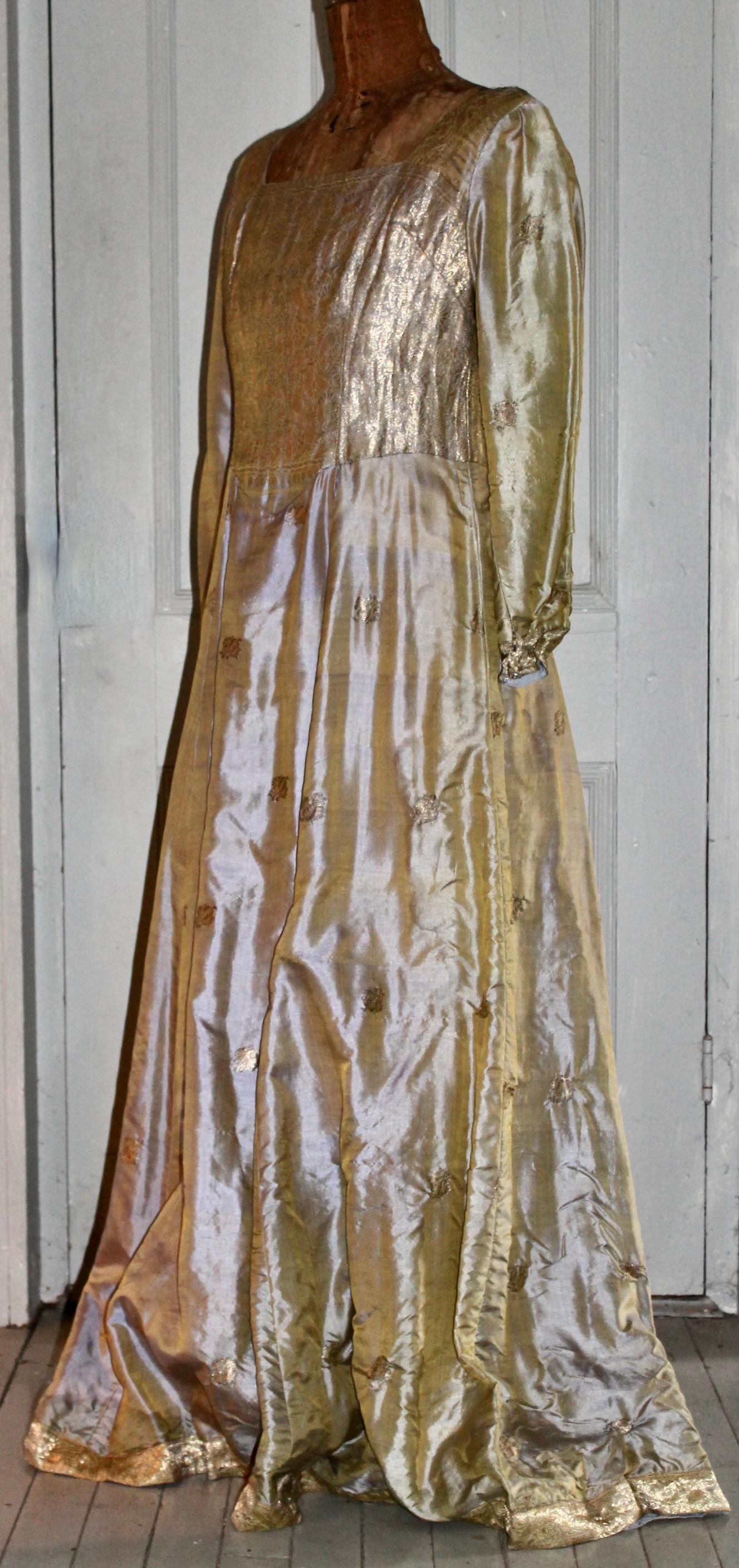 Gertrude Arzt of Huntington (Texas) Silk/Satin Metallic Gold Gown For Sale 4