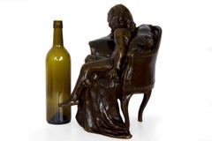 Gertrude Bricard Antique French Bronze Sculpture of Girl Reading Newspaper