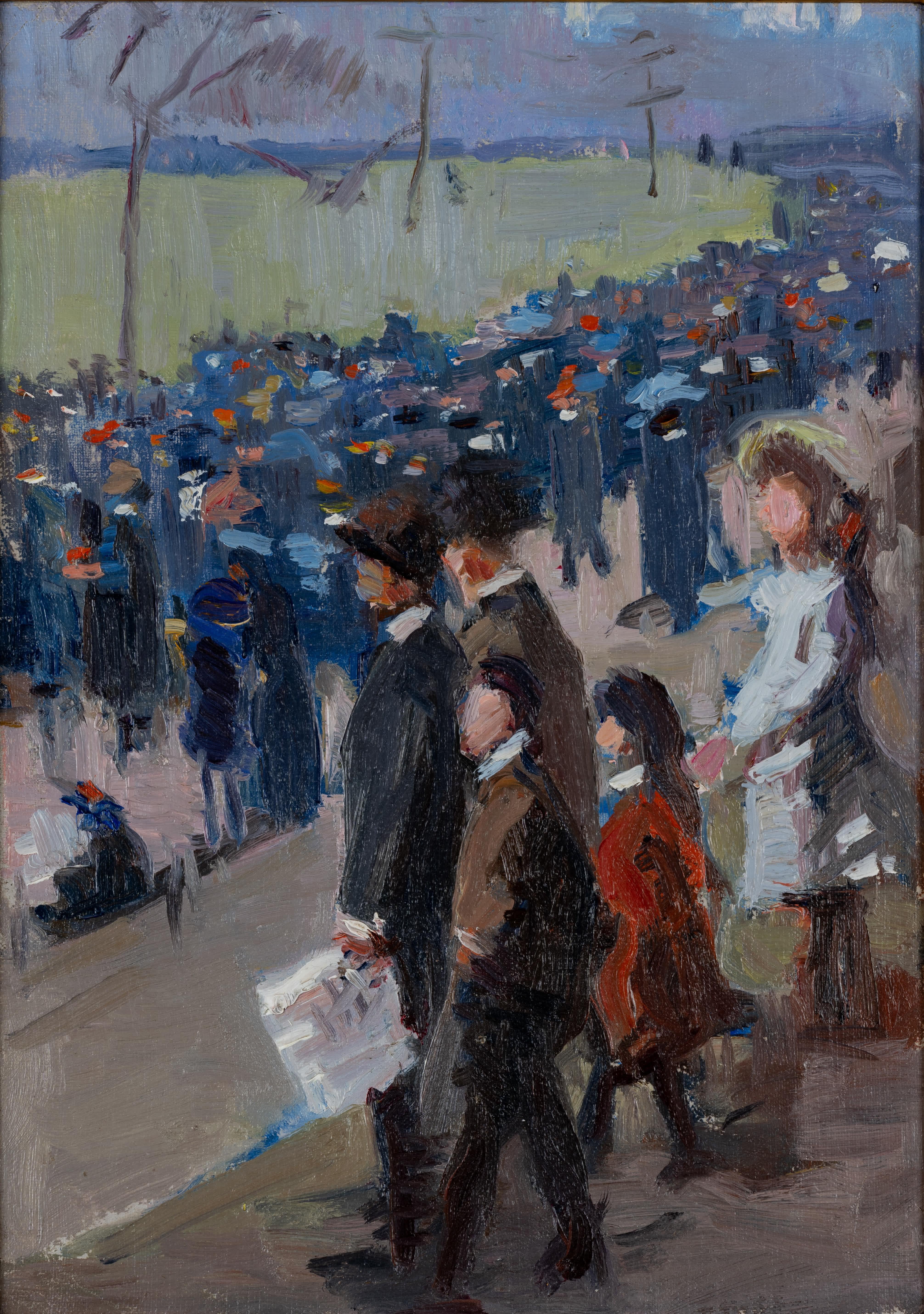 Journée aux courses - Expressionniste Painting par Gertrude Fiske