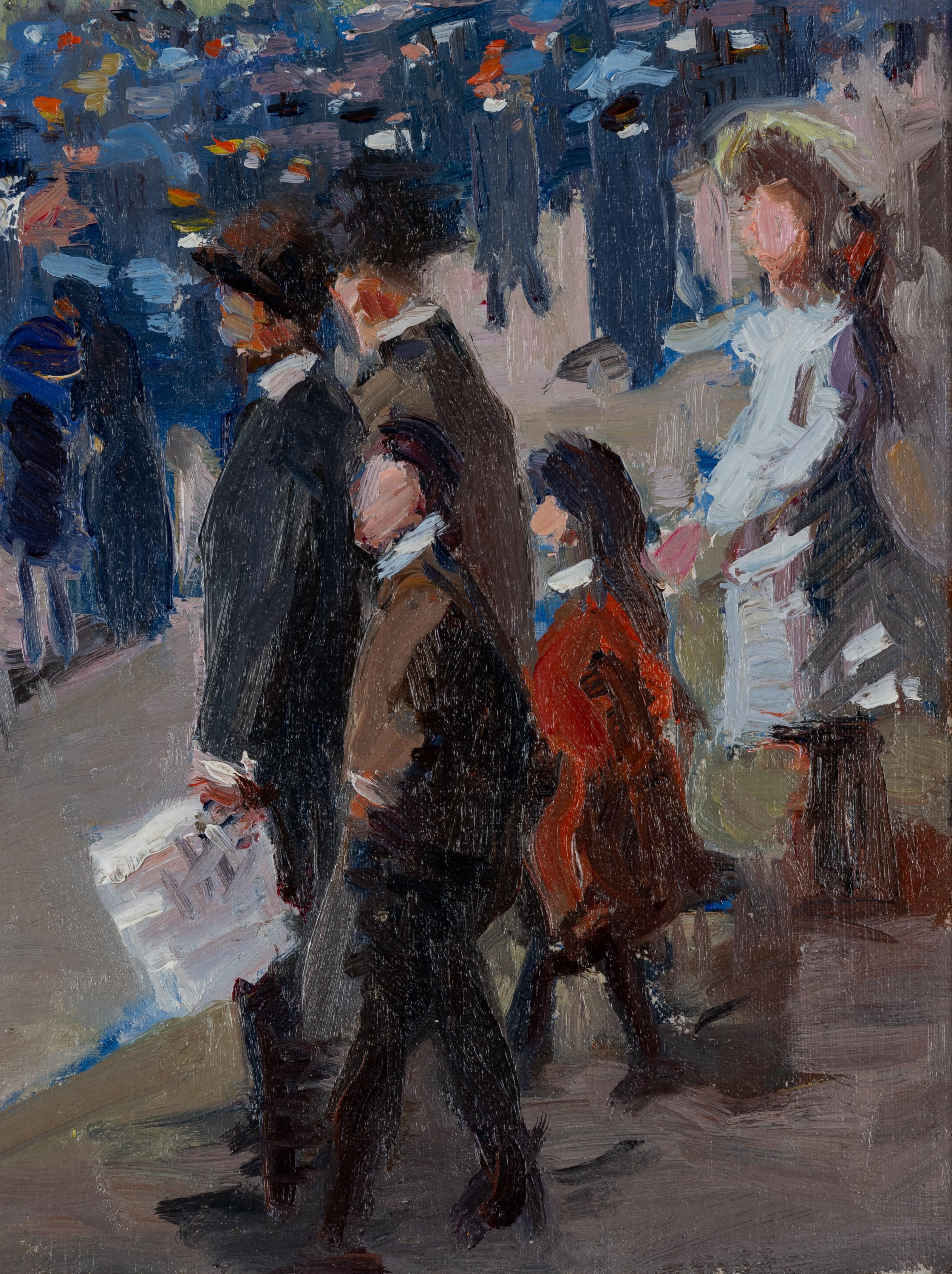 Gertrude FISK
Américain, 1879-1961
Journée aux courses

Huile sur toile
10 par 14 pouces, avec cadre 14 par 18 pouces

Fiske (1879-1961) était un peintre de l'école de Boston, élève et collègue des impressionnistes américains Edmund C. Tarbell,