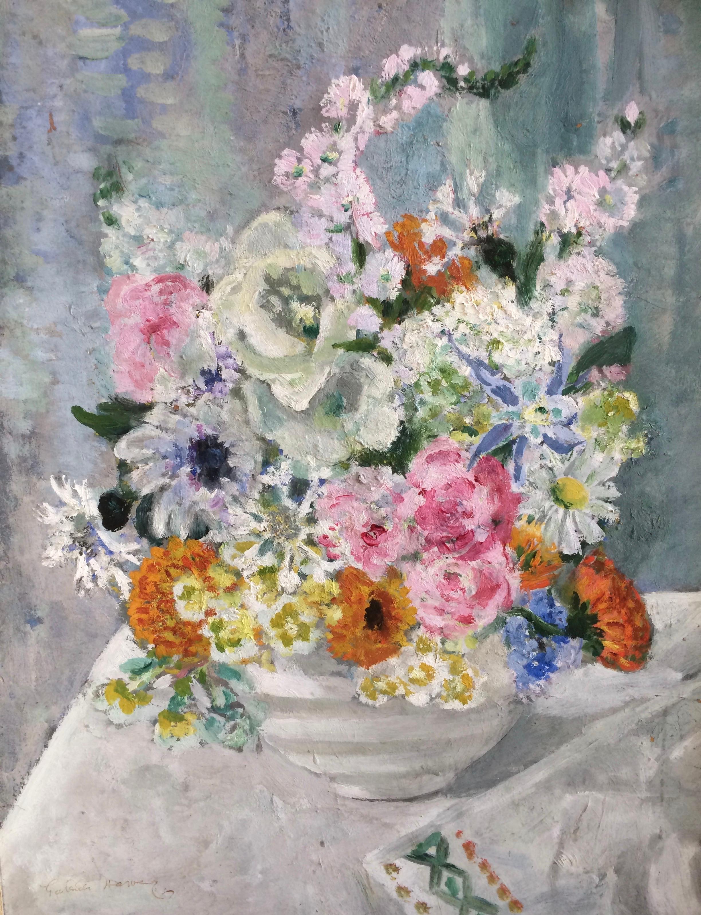 Still-Life Painting di Gertrude Harvey - "Fiori d'estate"
