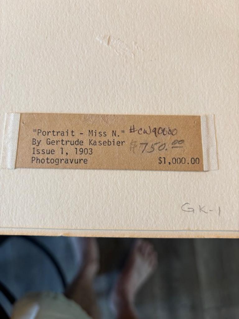 Portrait of Miss N. (Evelyn Nesbit) - Black Portrait Photograph by Gertrude Kasebier