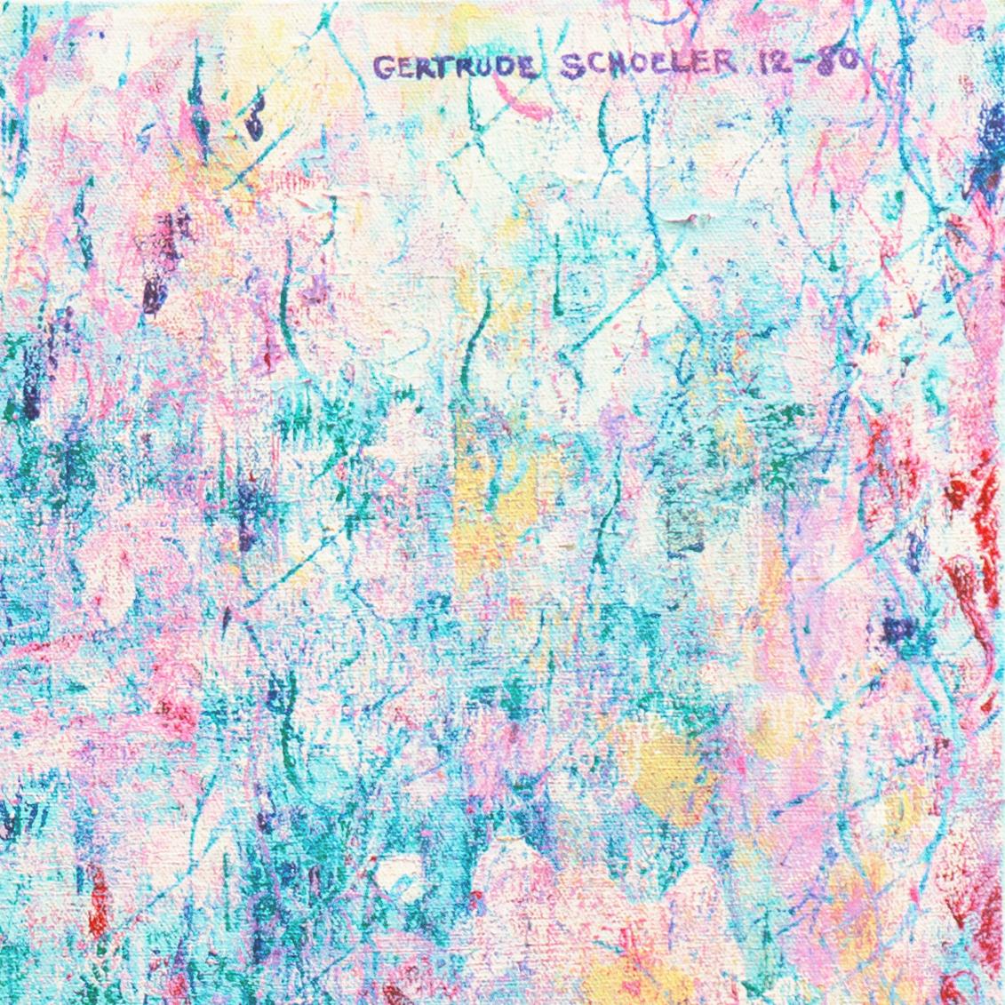 'Abstracto en rosa y azul', Artista Mujer de Oregón, Estado de Portland, California - Painting de Gertrude Schoeler
