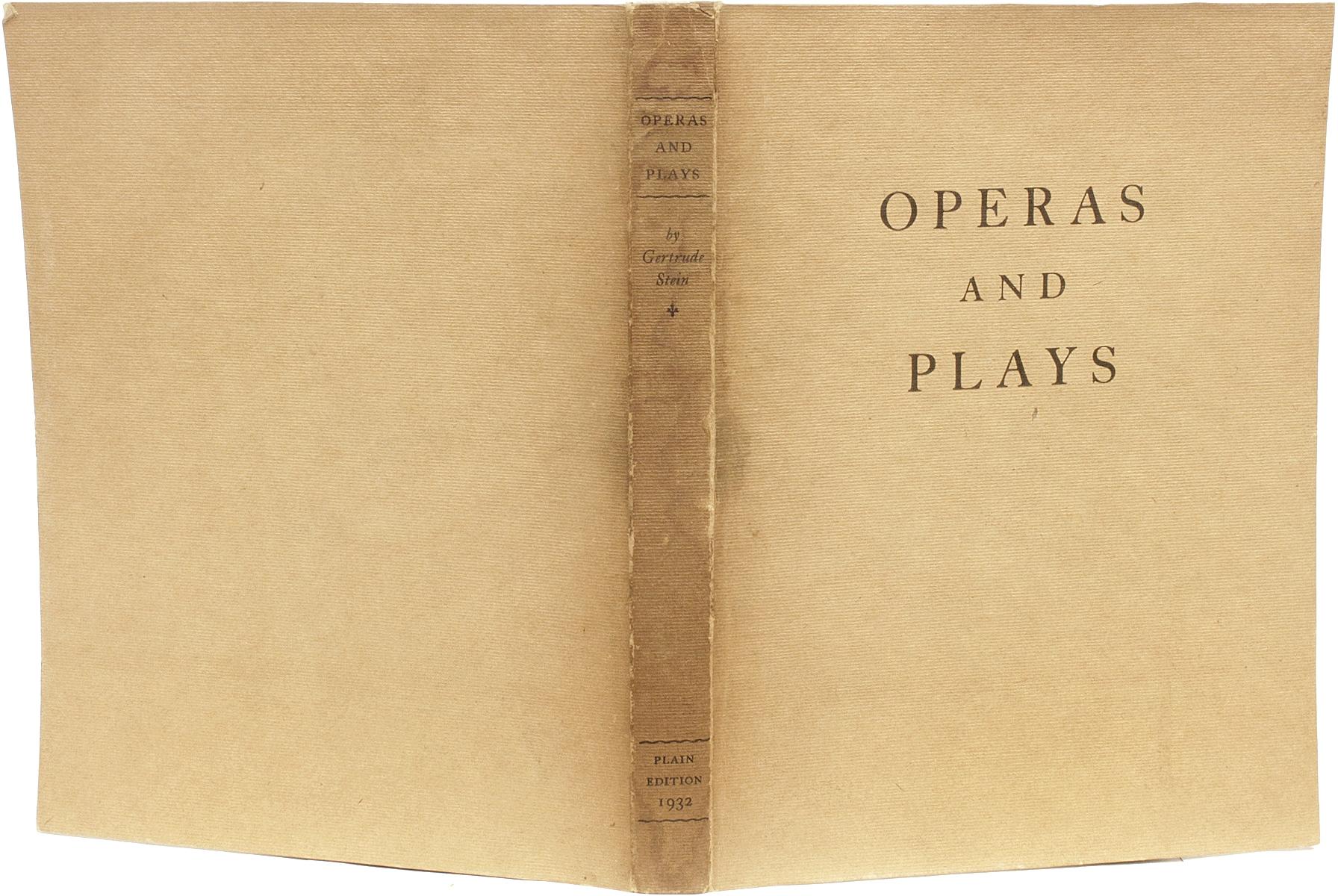Gertrude Stein, Operas and Plays, Inscribed by Alice Toklas, Plain Edition 1932 In Good Condition For Sale In Hillsborough, NJ