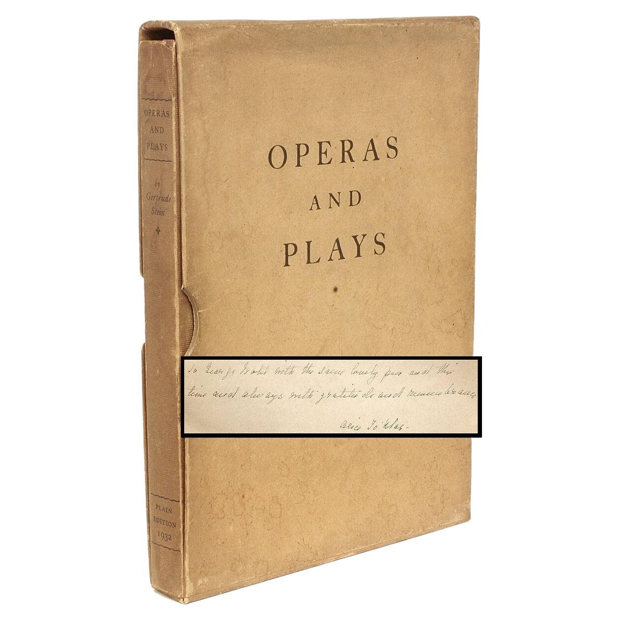 Gertrude Stein, Operas and Plays, Inscribed by Alice Toklas, Plain Edition 1932 For Sale