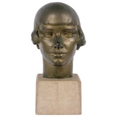 Gertrude Vanderbilt Whitney Bronze Sculpture "Young Woman", USA 1920s