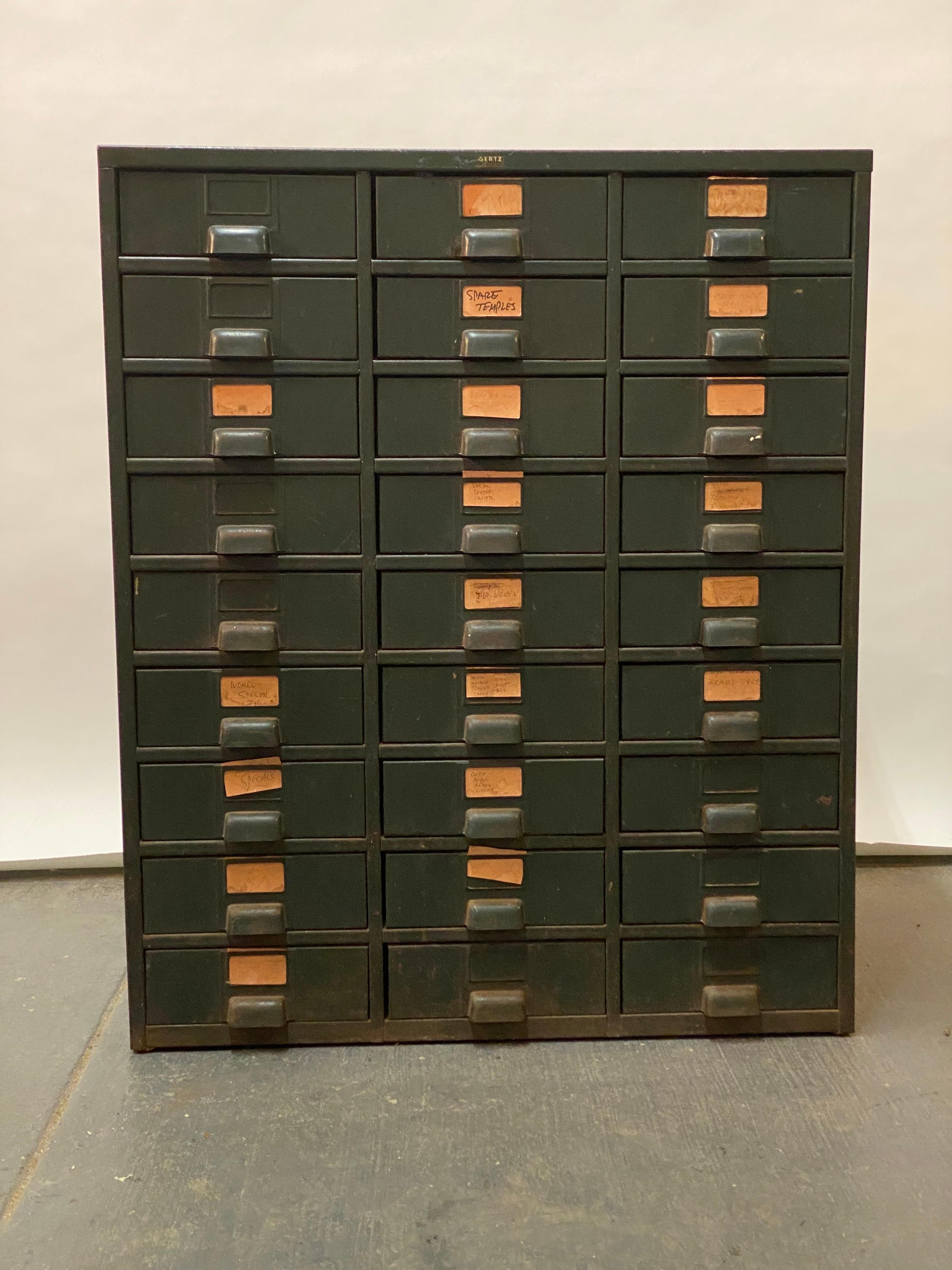 Machine Age Gertz Industrial Era 27 Drawer Steel File Cabinet
