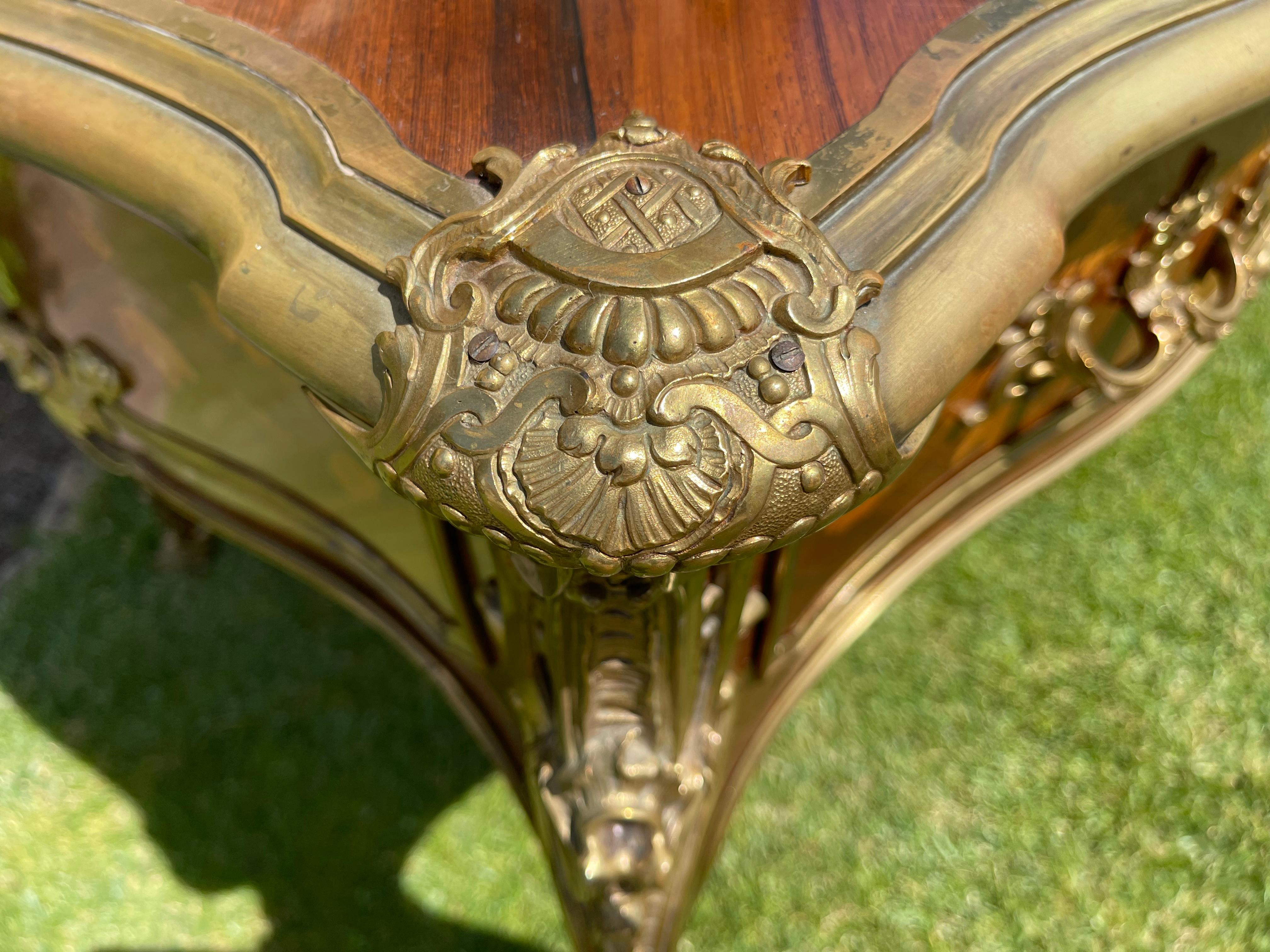 Gervais Durand, 19th Century Middle Desk in Marquetry & Bronze Style Louis XV For Sale 2