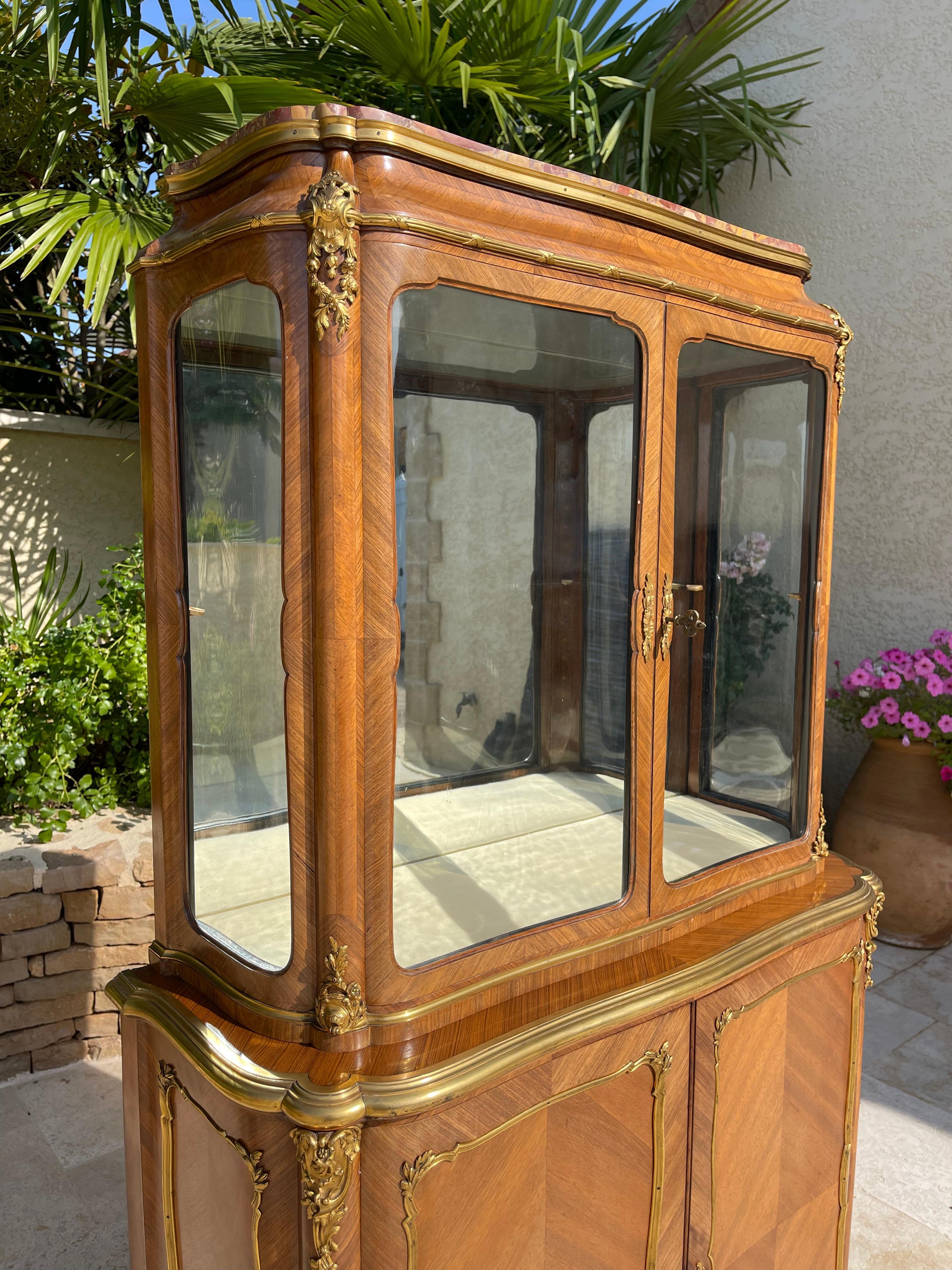 Gervais Durand - Cabinet Vitrine intarsiato in stile Louis XV in vendita 8