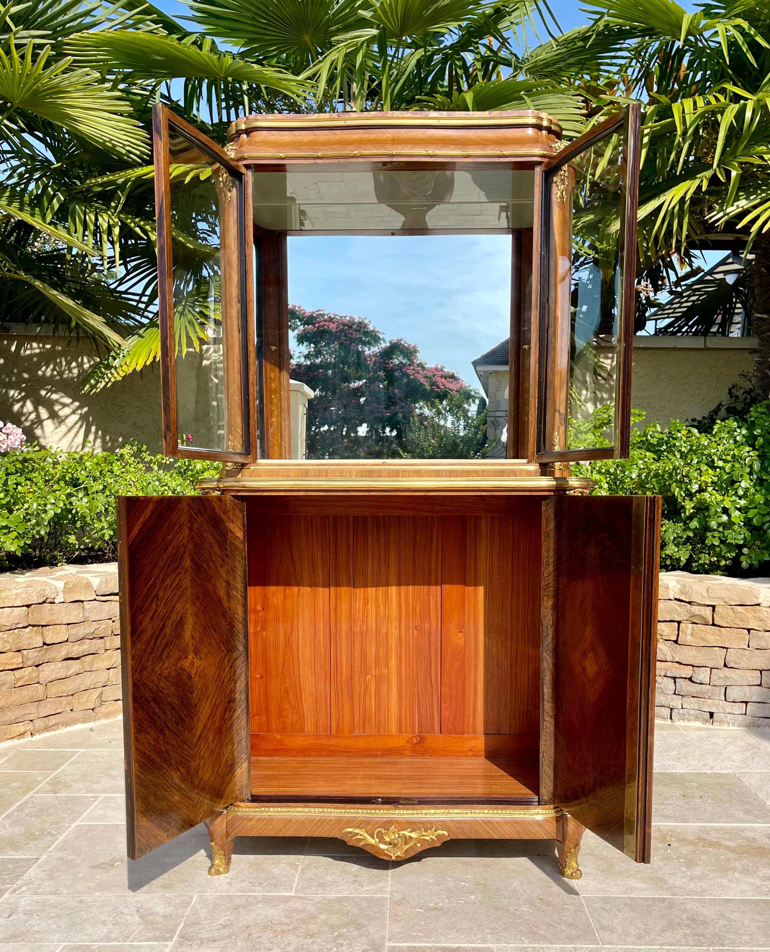 Gervais Durand - Cabinet Vitrine intarsiato in stile Louis XV in vendita 12