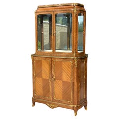 Gervais Durand - Louis XV Style Marquetry Vitrine Cabinet