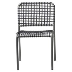 Chaise Gervasoni Allu 223 I avec cadre en aluminium et tissé en cuir brut gris