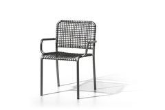 Gervasoni Allu 224 I Armchair in Aluminium Frame and Woven with Grey Rawhide