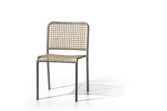 Sedia Gervasoni Allu 23 I con struttura in alluminio e intreccio di pelle naturale