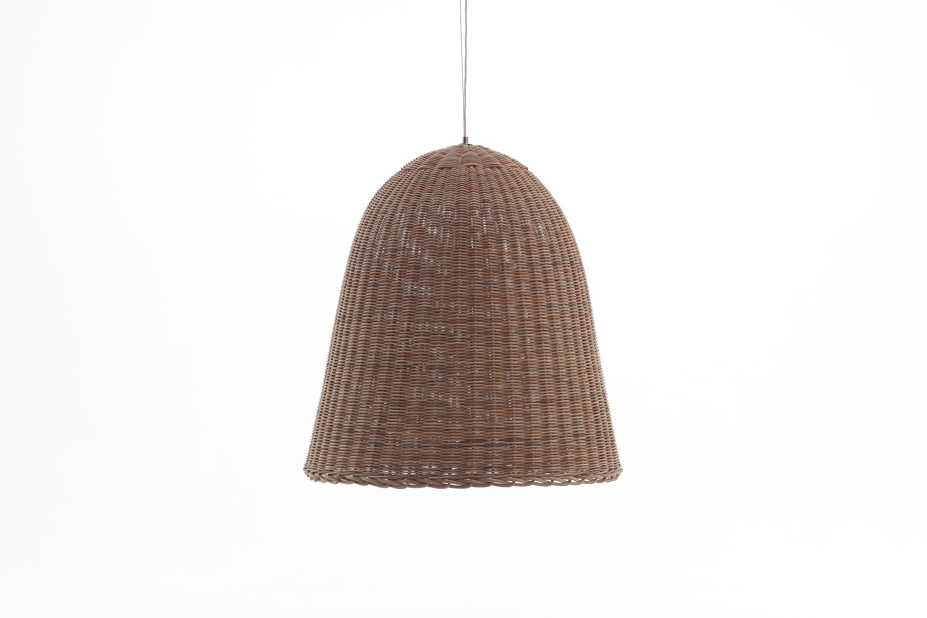 Modern Gervasoni Bell Suspension Lamp in Handwoven Wicker by Jasper Startup For Sale