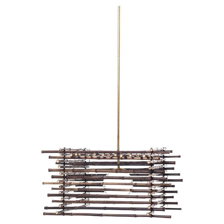 Gervasoni Black Suspension Lamp in Bamboo and Brass by Paola Navone For  Sale at 1stDibs