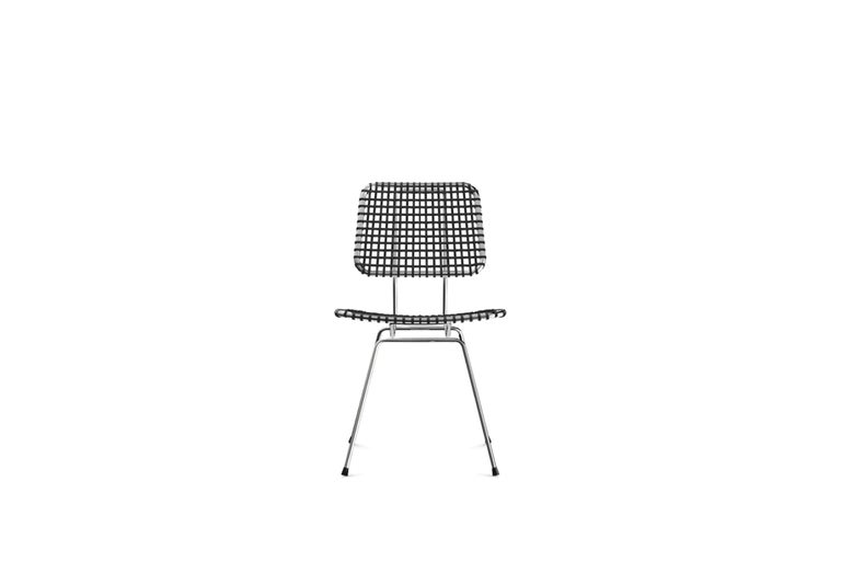 Gervasoni Brick Chair in Grey Rawhide Seat with Chrome Frame by Paola