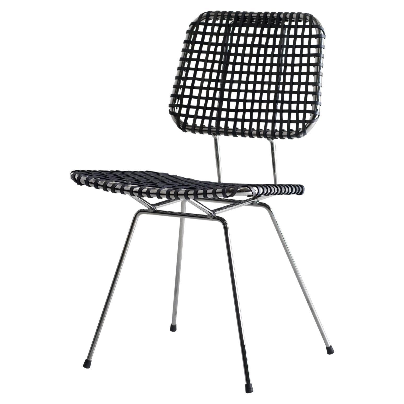 Gervasoni Brick Chair in Grey Rawhide Seat with Chrome Frame by Paola Navone For Sale