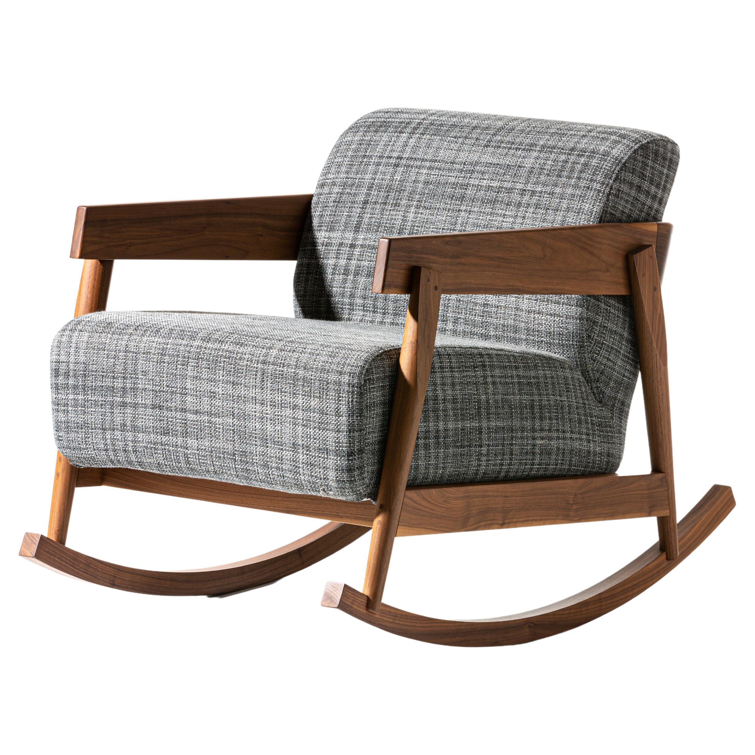Gervasoni Brick Rocking Chair in Lisboa 05 Upholstery with Natural Walnut Base