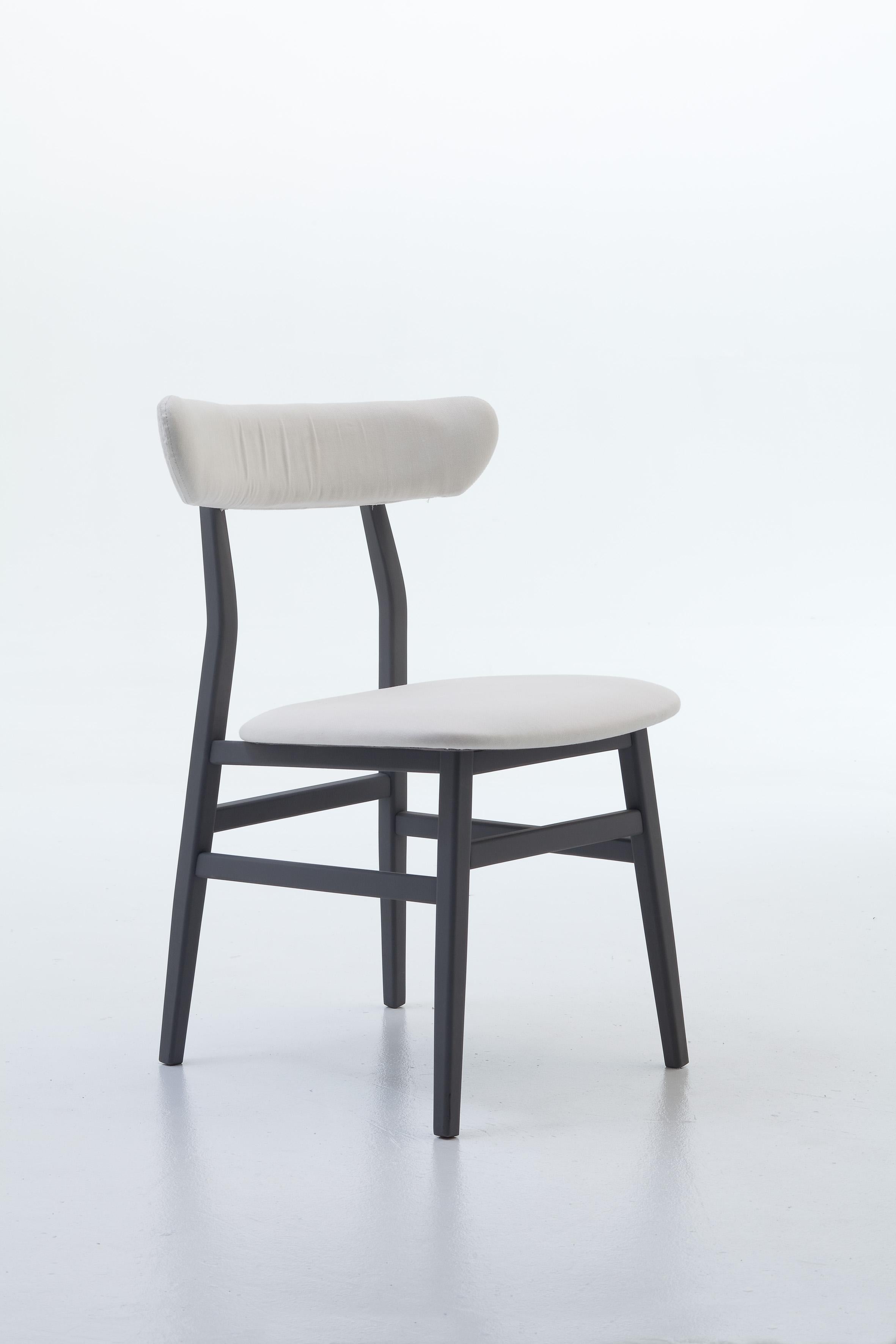 Modern Gervasoni Brick Side Chair in Calcare Upholstery with Black Lacquered Base For Sale