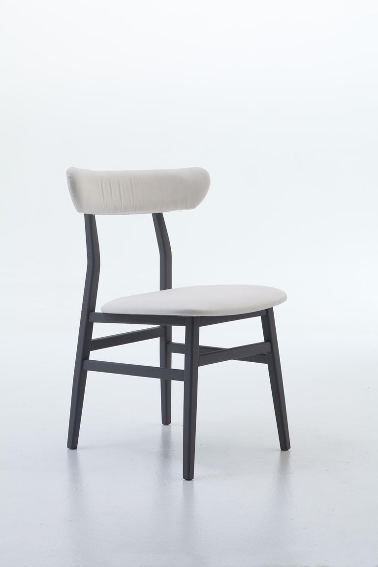 Gervasoni Brick Side Chair in Calcare Upholstery with Black Lacquered