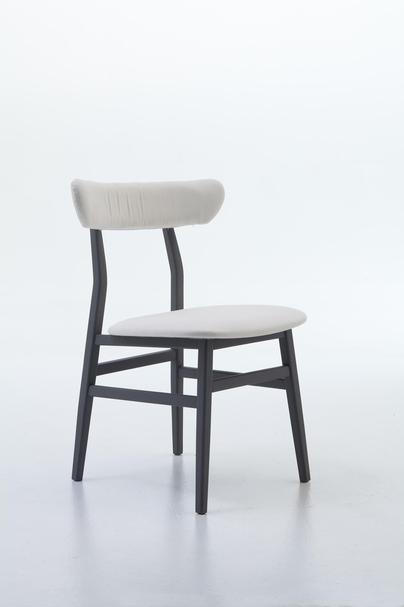 Italian Gervasoni Brick Side Chair in Calcare Upholstery with Black Lacquered Base For Sale