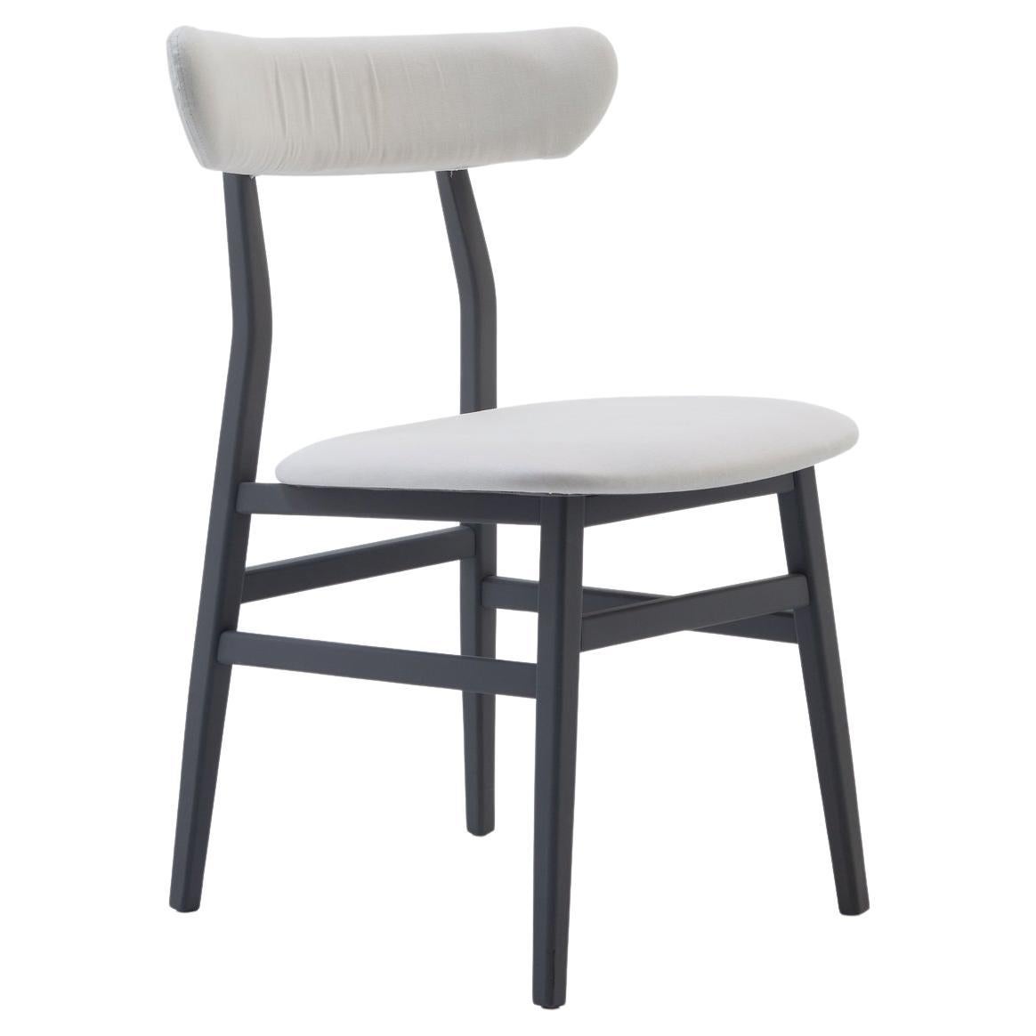 Gervasoni Brick Side Chair in Calcare Upholstery with Black Lacquered Base For Sale