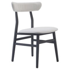 Gervasoni Brick Side Chair in Calcare Upholstery with Black Lacquered Base