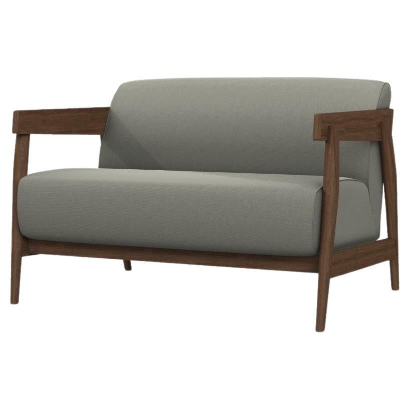 Gervasoni Brick Sofa in Sage Upholstery & Natural Lacquered Walnut Base For Sale