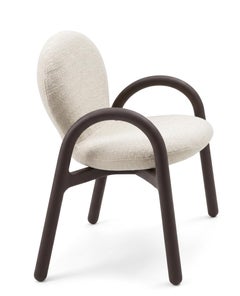 Gervasoni Club 224 Chair with arms - design Roberto Lazzeroni - Charcoal-stained