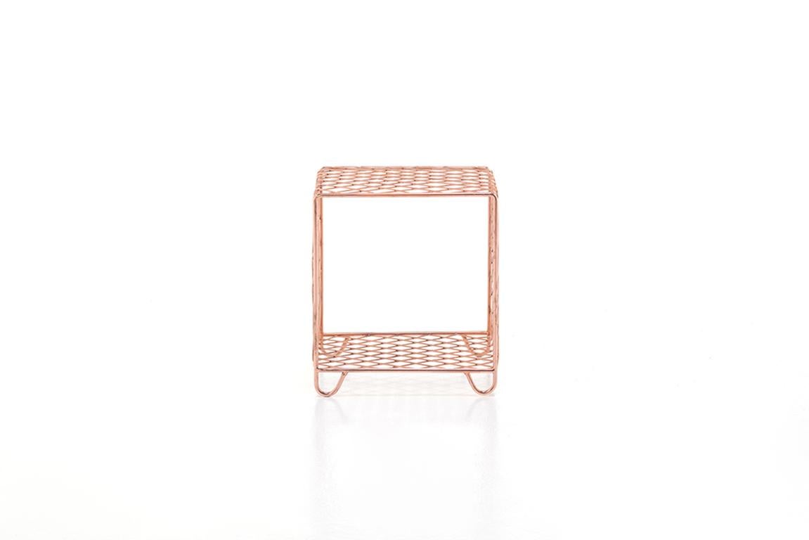 Modern Gervasoni Cross 42 Side Table in Copper Plated Steel by Paola Navone For Sale