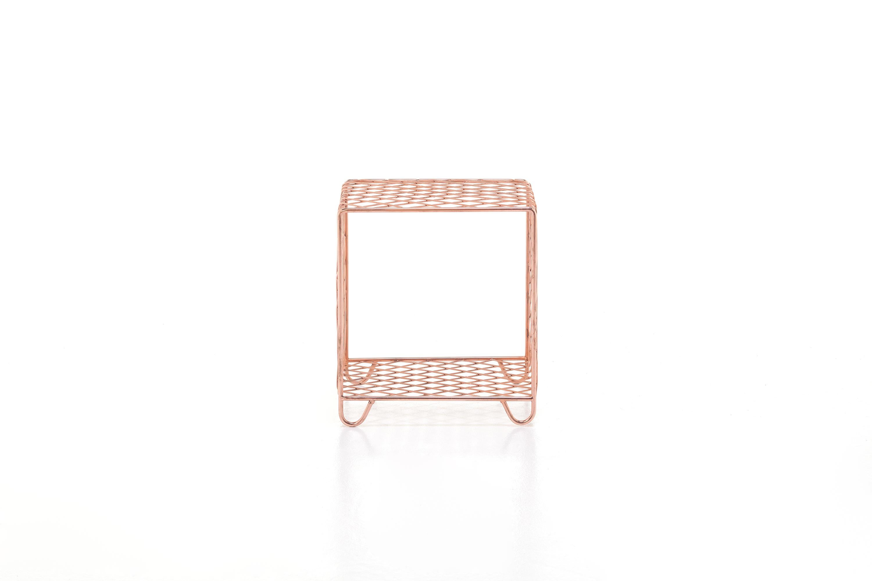 Italian Gervasoni Cross 42 Side Table in Copper Plated Steel by Paola Navone For Sale