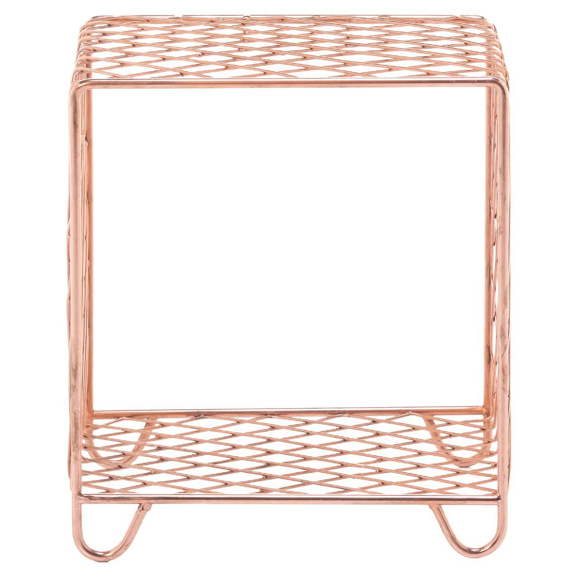 Gervasoni Cross 42 Side Table in Copper Plated Steel by Paola Navone For Sale