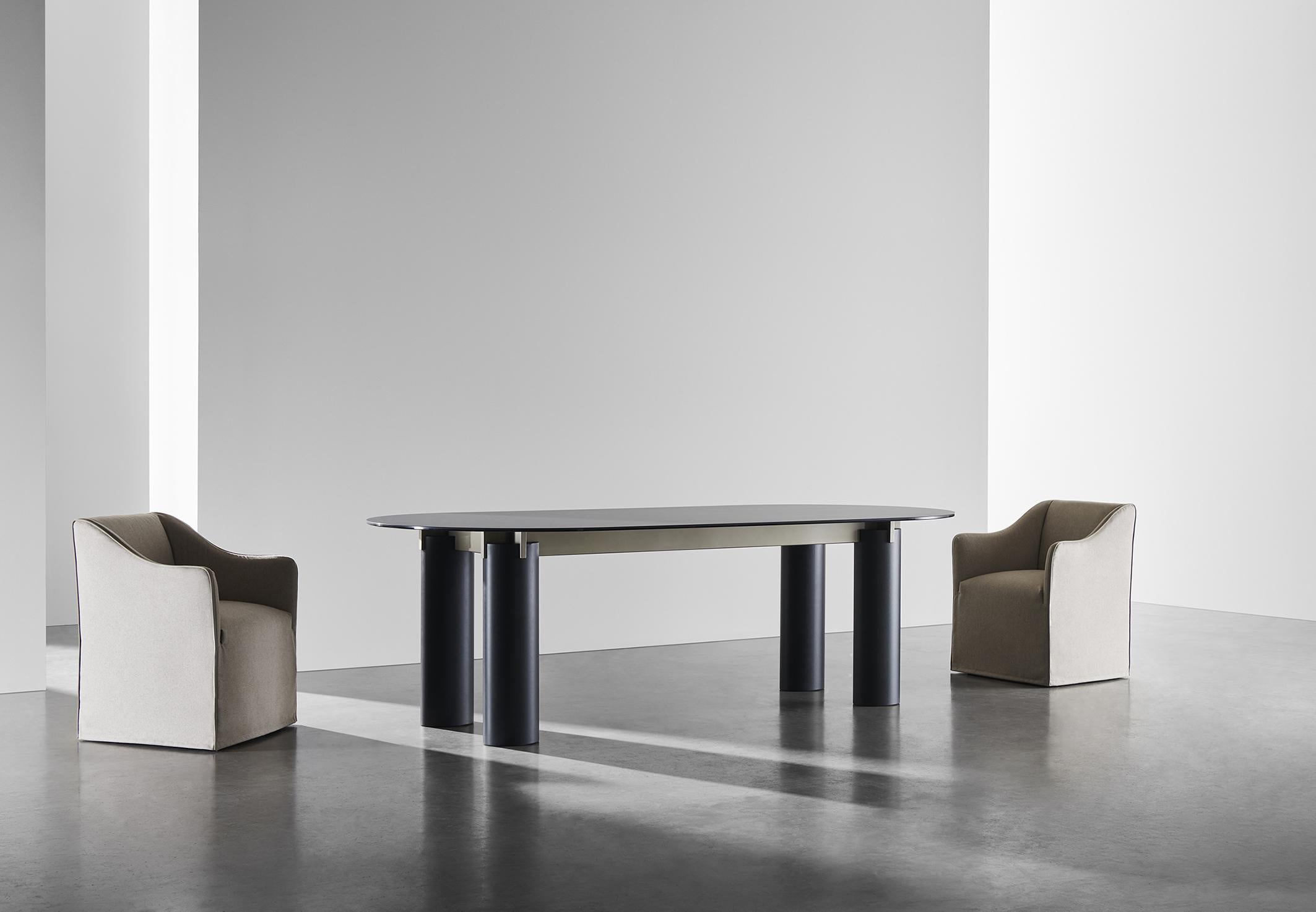 Steel Gervasoni Daen 34 Oval Table by Federico Peri For Sale