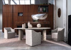 Tavolo ovale Gervasoni Daen 34 con piano in gres porcellanato - design Federico Peri