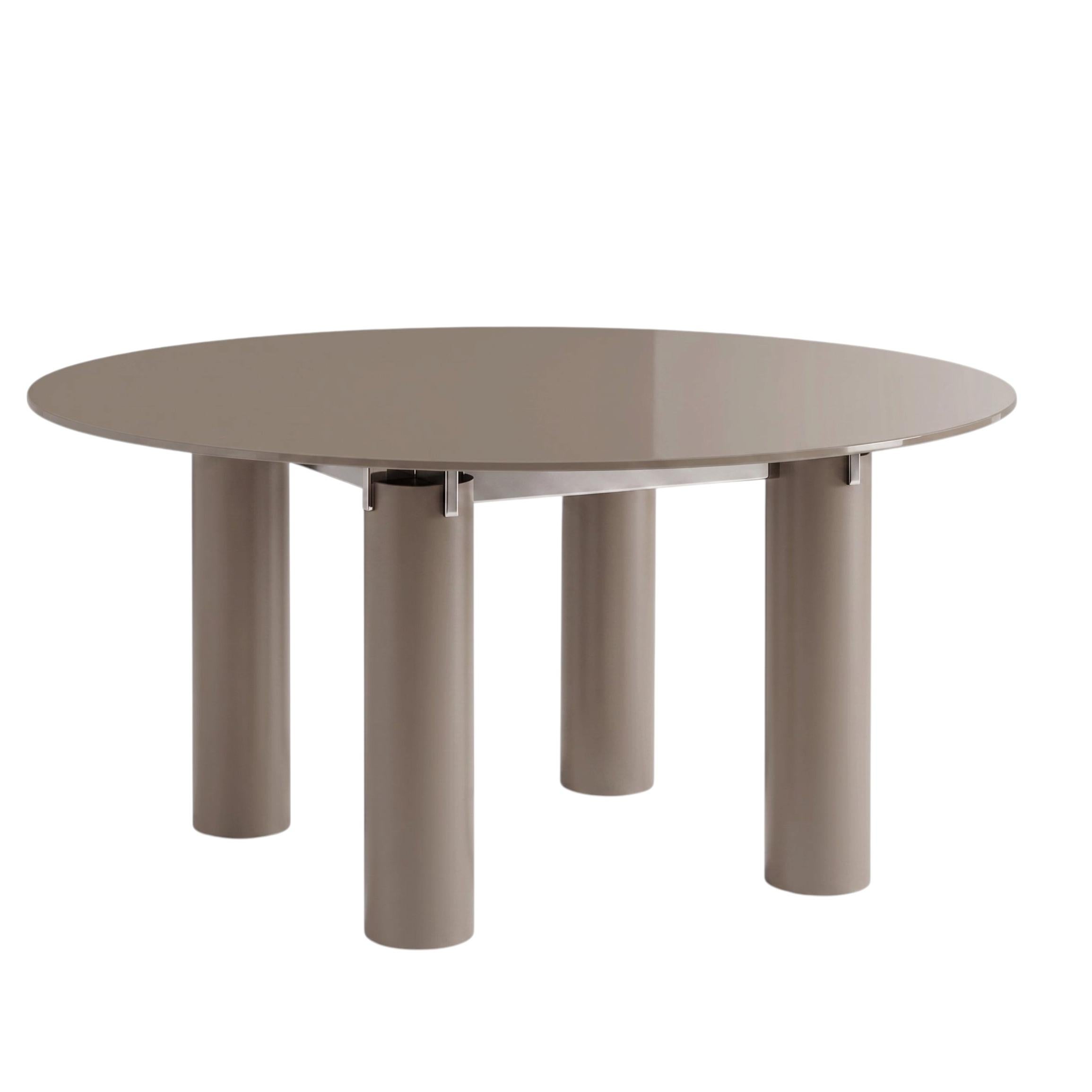 Mesa redonda Gervasoni Daen 36 con tapa de cristal diseño Federico Peri - Jengibre