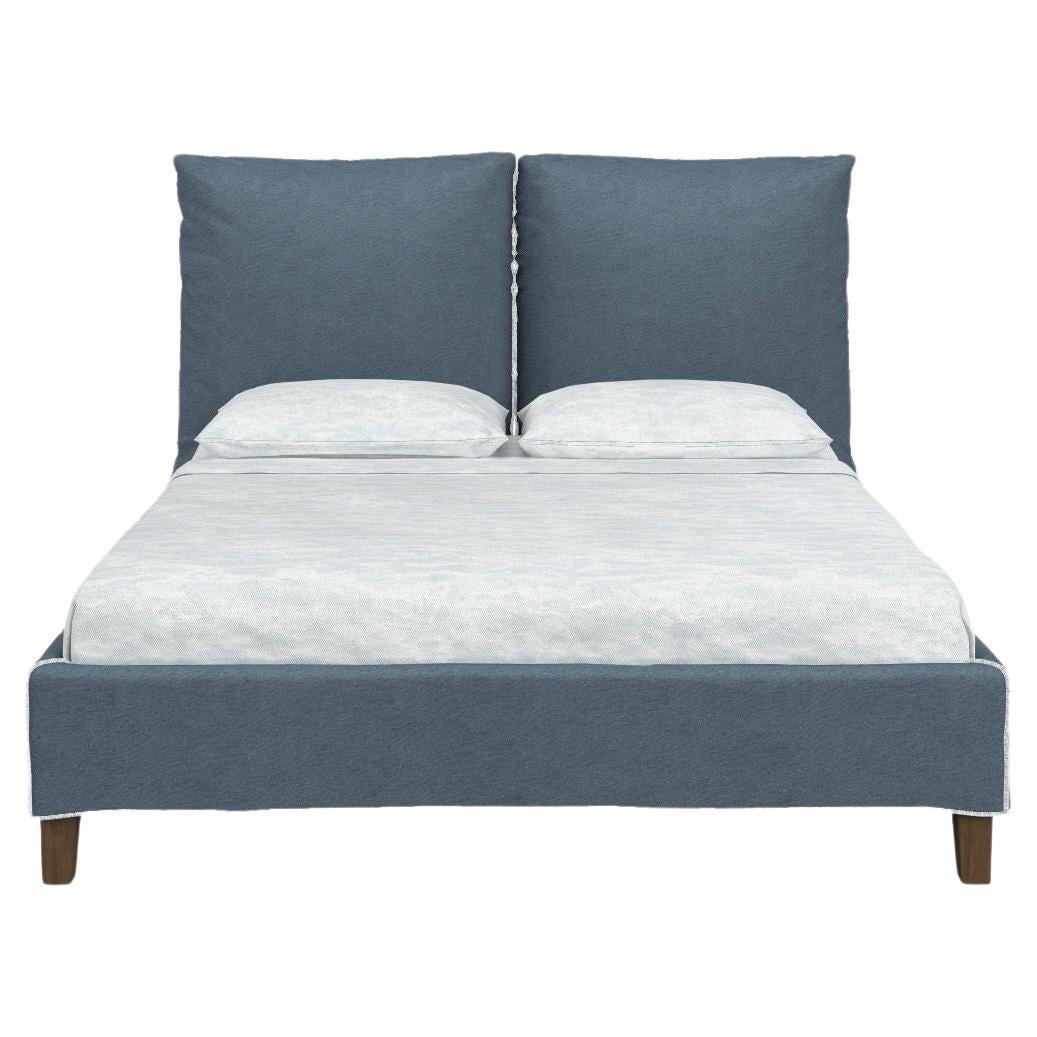 Gervasoni Fly Q Bed in Munch Upholstery & Walnut Feet by Paola Navone