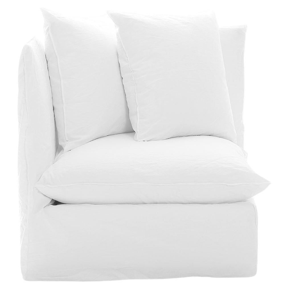 Gervasoni Ghost 07 Modular End Element in White Linen Upholstery by Paola Navone For Sale