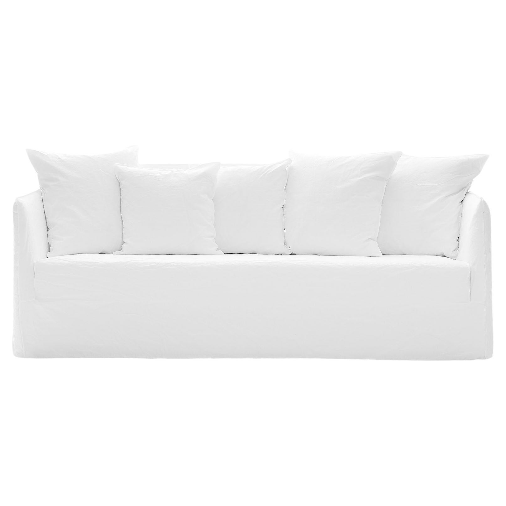 Gervasoni Ghost 10 G Sofa in White Linen Upholstery by Paola Navone For Sale