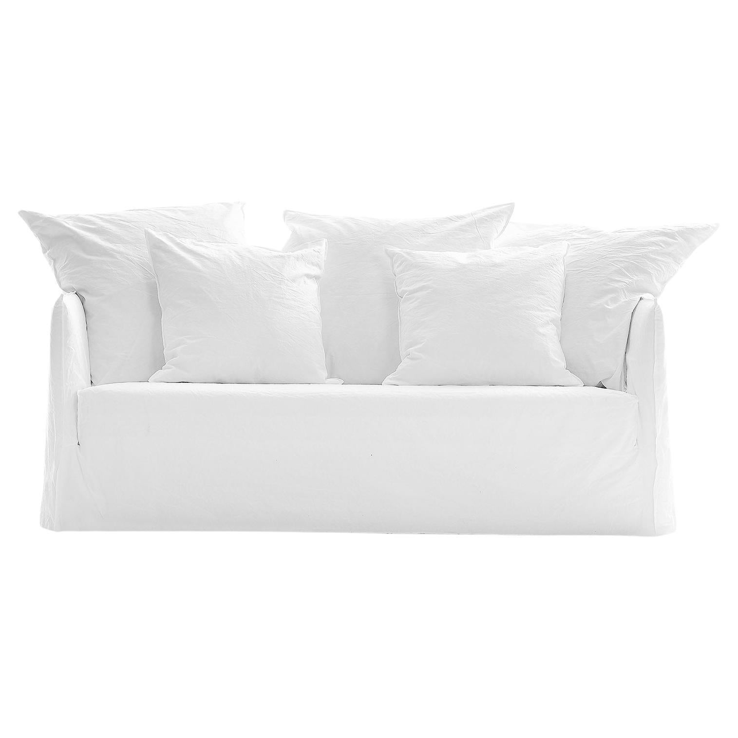 Gervasoni Ghost 110 Sofa in White Linen Upholstery by Paola Navone For Sale
