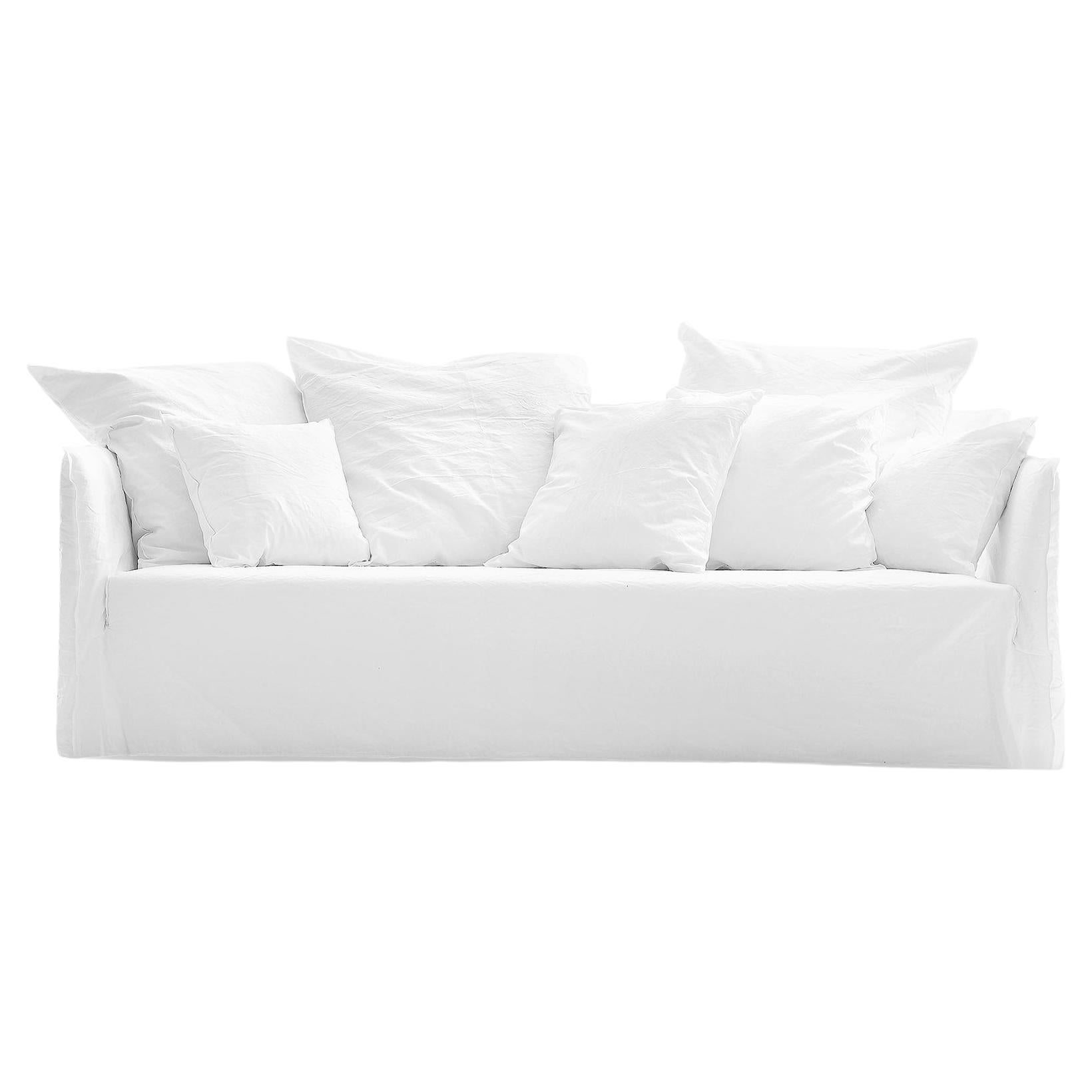 Gervasoni Ghost 112 Sofa in White Linen Upholstery by Paola Navone For Sale