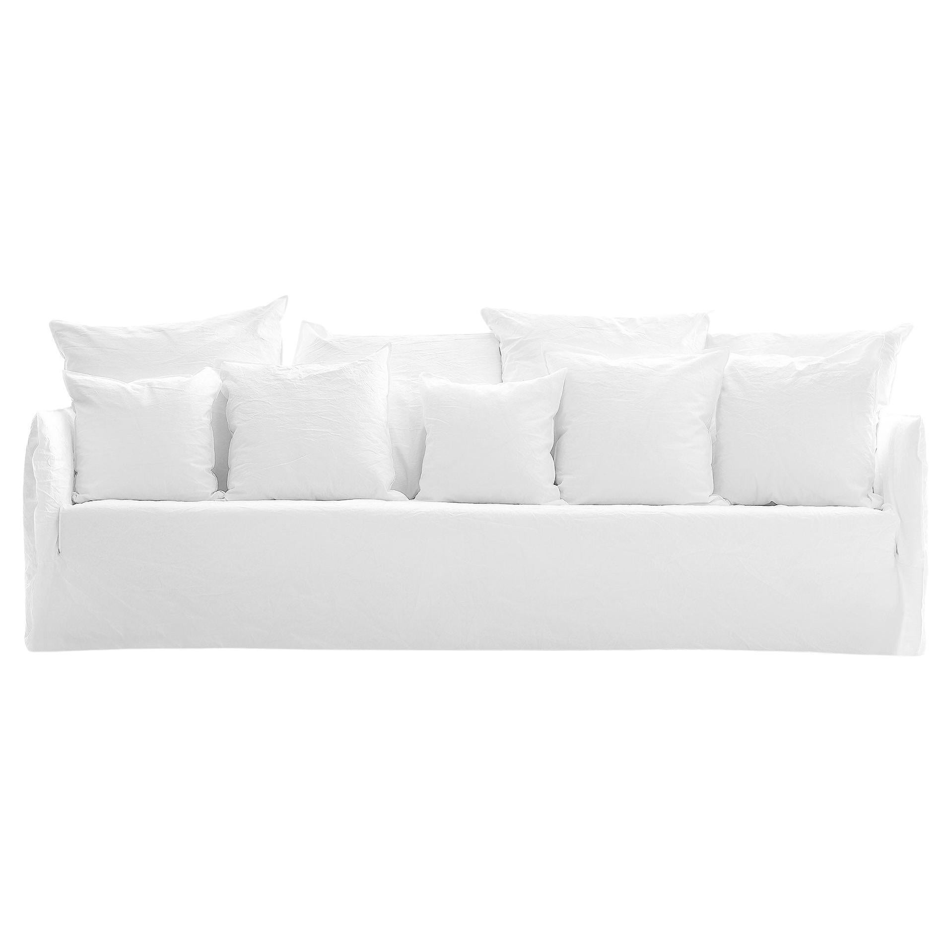 Gervasoni Ghost 114 Sofa in White Linen Upholstery by Paola Navone For Sale