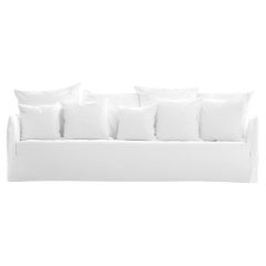 Gervasoni Ghost 114 Sofa in White Linen Upholstery by Paola Navone