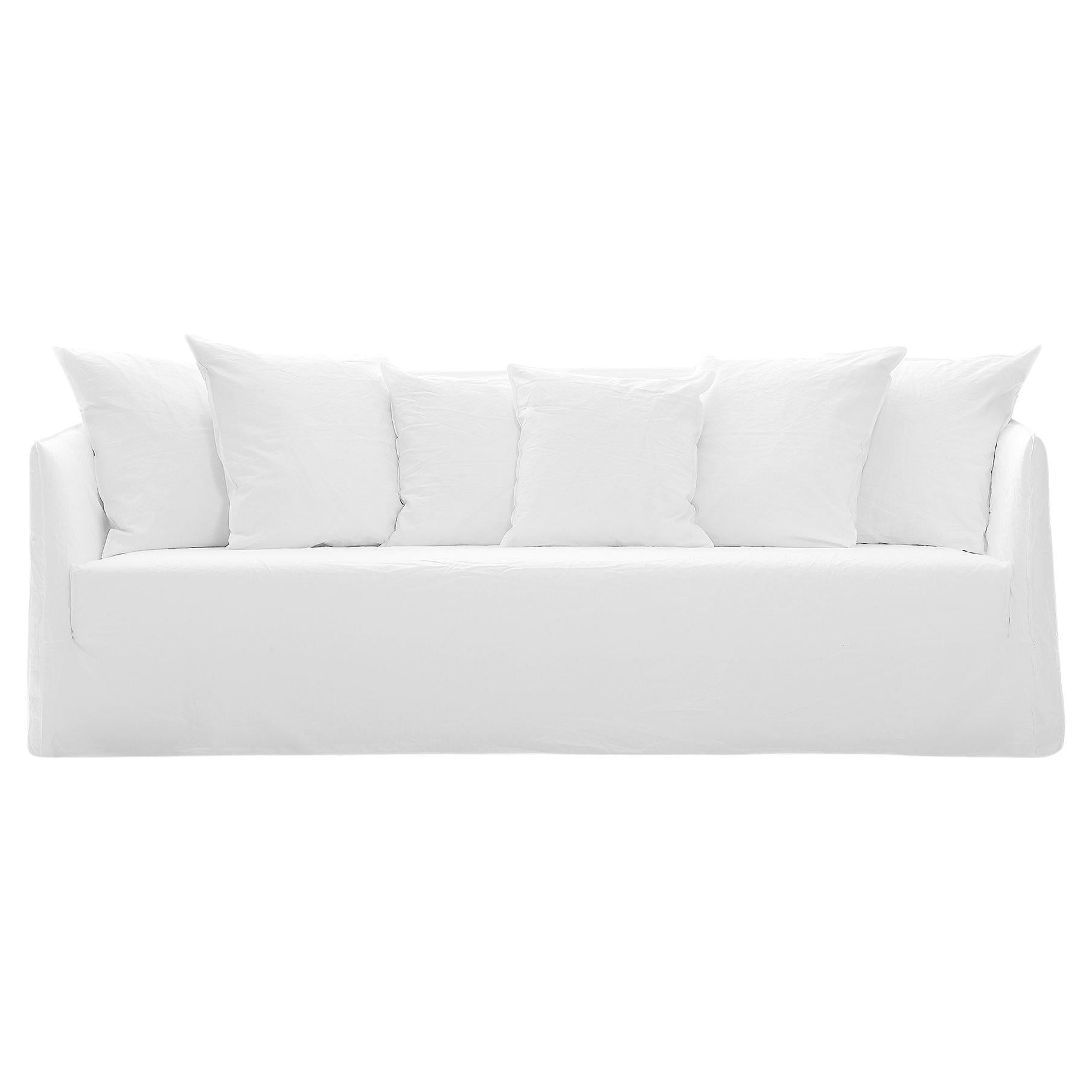 Gervasoni Ghost 12 Sofa in White Linen Upholstery by Paola Navone For Sale