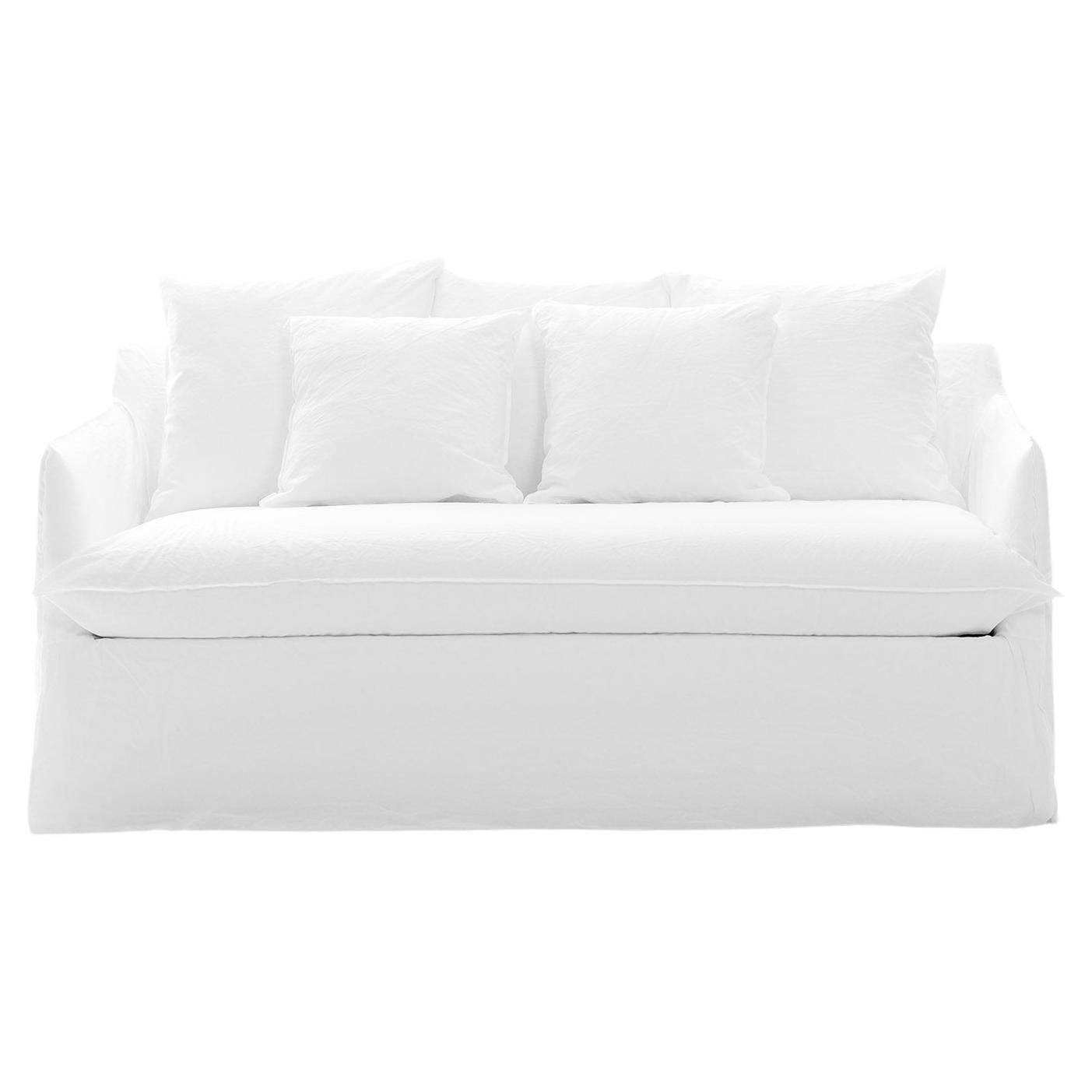 Gervasoni Ghost 13 Sofa Bed in White Linen Upholstery by Paola Navone For Sale