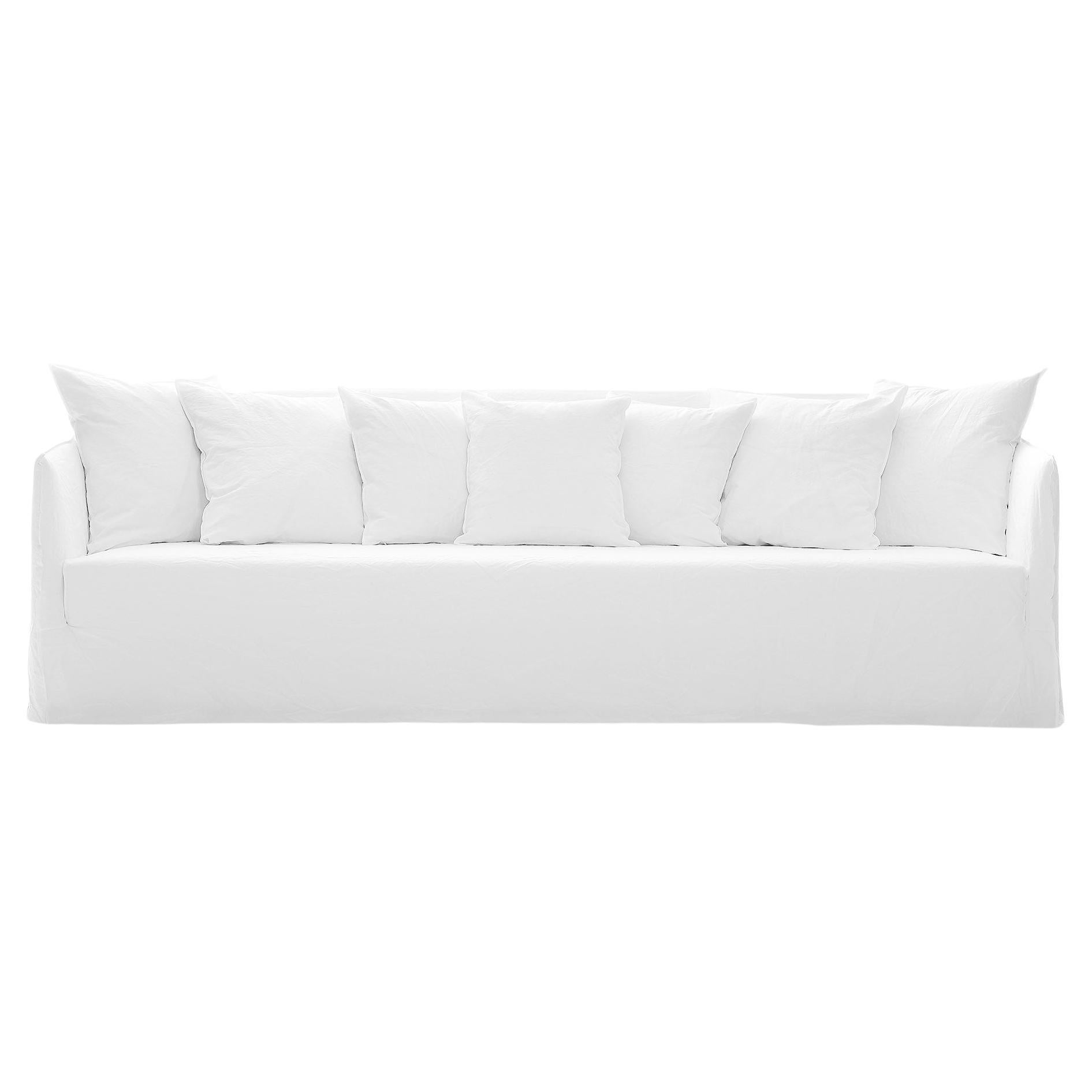 Gervasoni Ghost 14 Sofa in White Linen Upholstery by Paola Navone