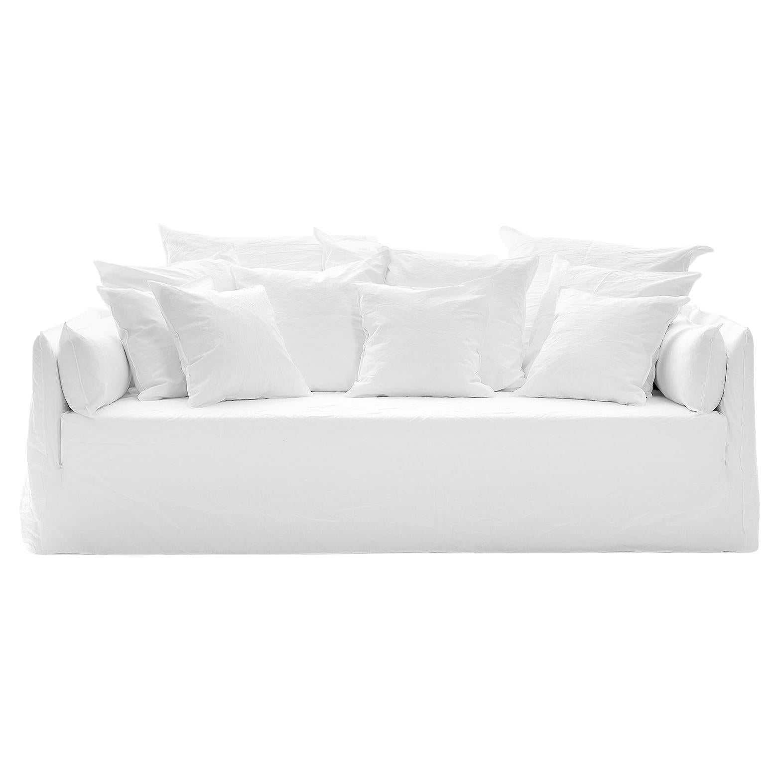 Gervasoni Ghost 16 Sofa in White Linen Upholstery by Paola Navone For Sale