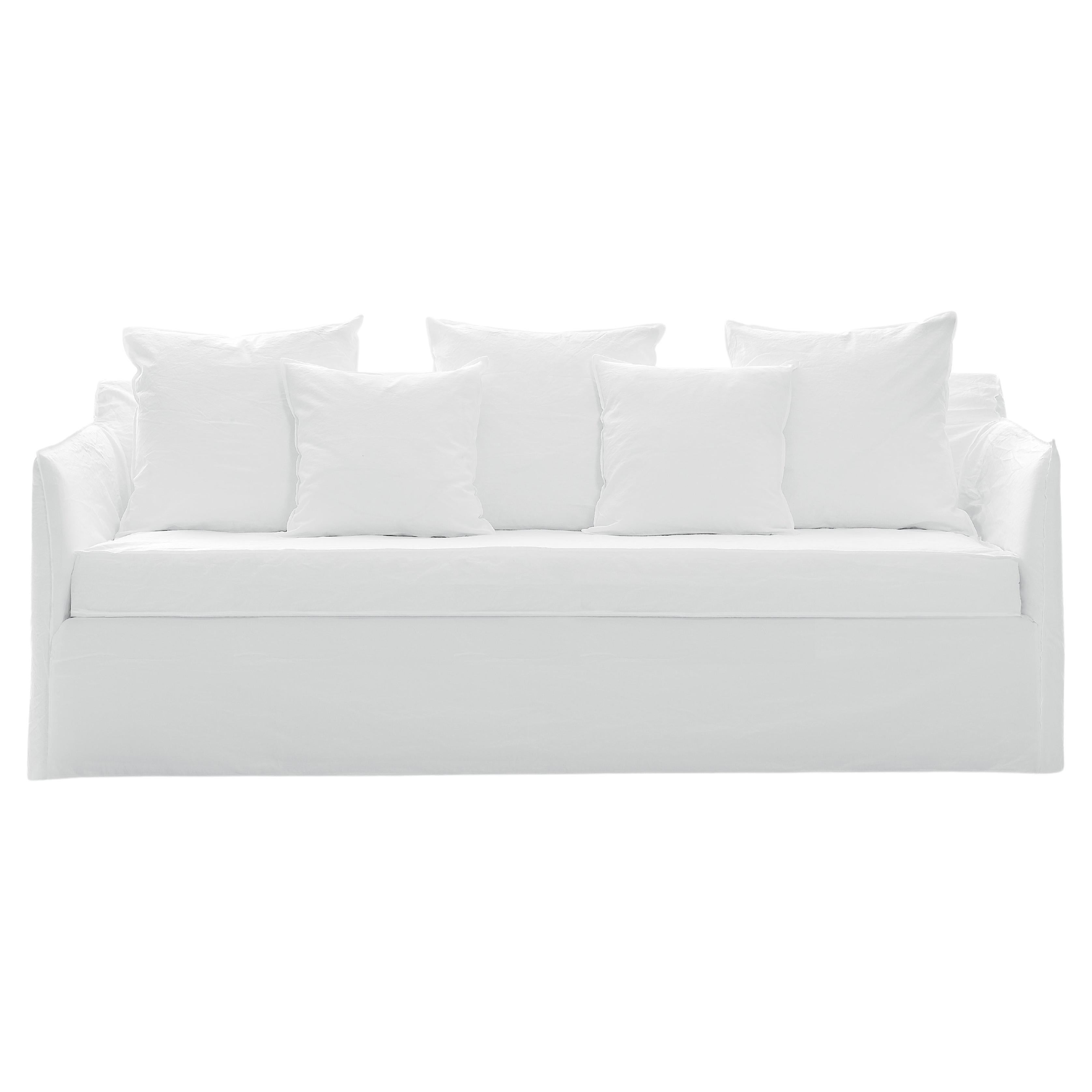 Gervasoni Ghost 19 Sofa in White Linen Upholstery by Paola Navone For Sale