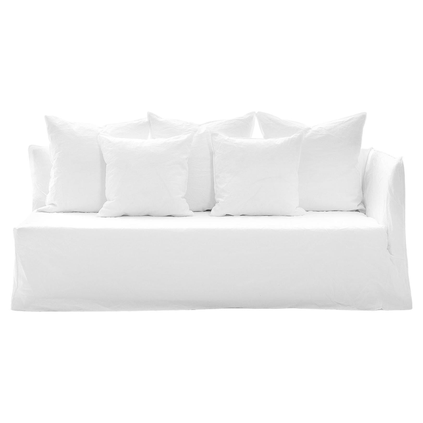 Gervasoni Ghost 21 R Modular Sofa in White Linen Upholstery by Paola Navone For Sale